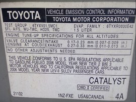 2006 TOYOTA PRIUS, GREEN, 1.5L, AT.  Z25017